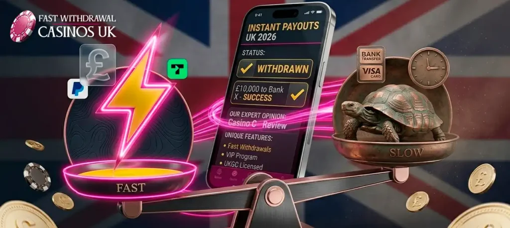 Comparison between fast and slow casino payout methods.